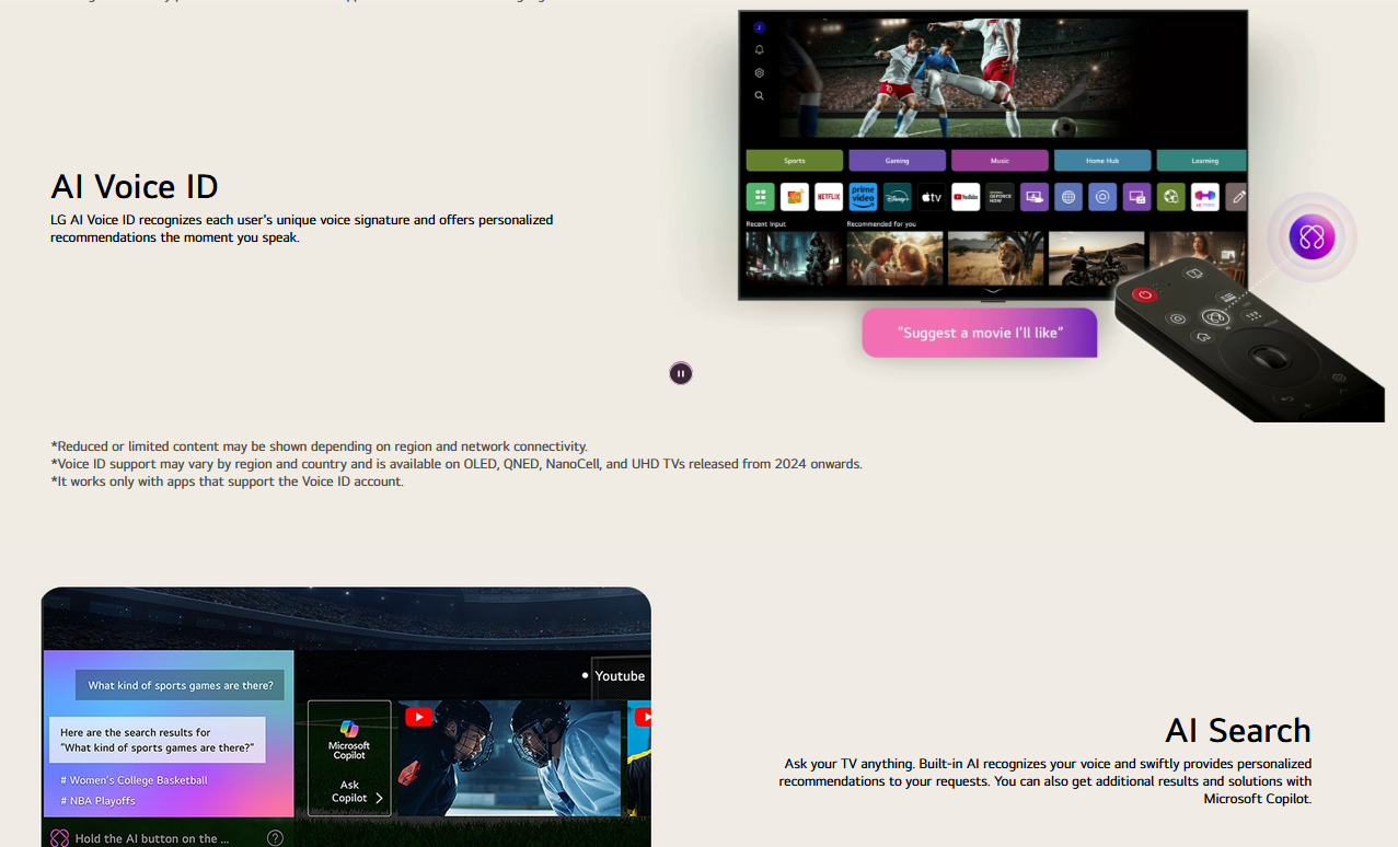 LG 65UA8450PSA 65 Inch LG 4K UHD AI TV UA84 HDR10 (2025)