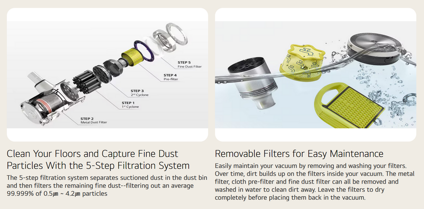 LG A9T-CORE CordZero™ A9Komp with All-in-One Tower™ (Made in Korea, Calming Beige)