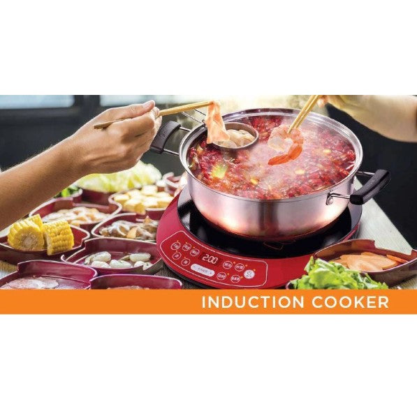 Midea C21-WT2133 2100W Feather Touch Control Induction Cooker (Red) C21WT2133