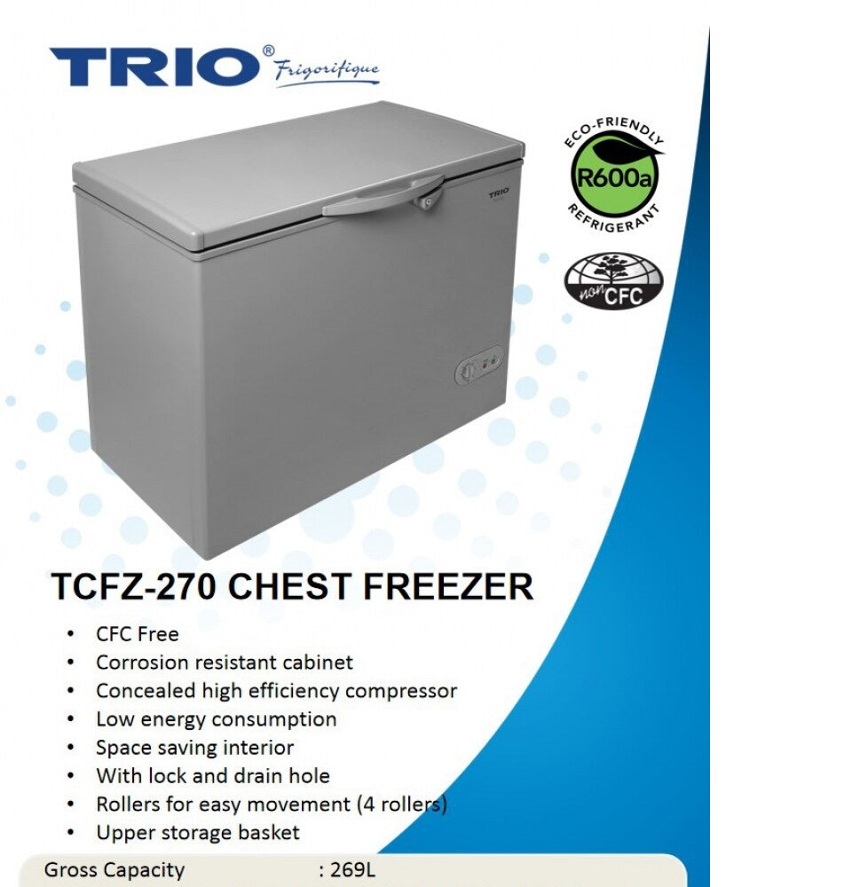 Trio 269L Chest Freezer TCFZ-270 Freezer With Rollers TCFZ270 R600A