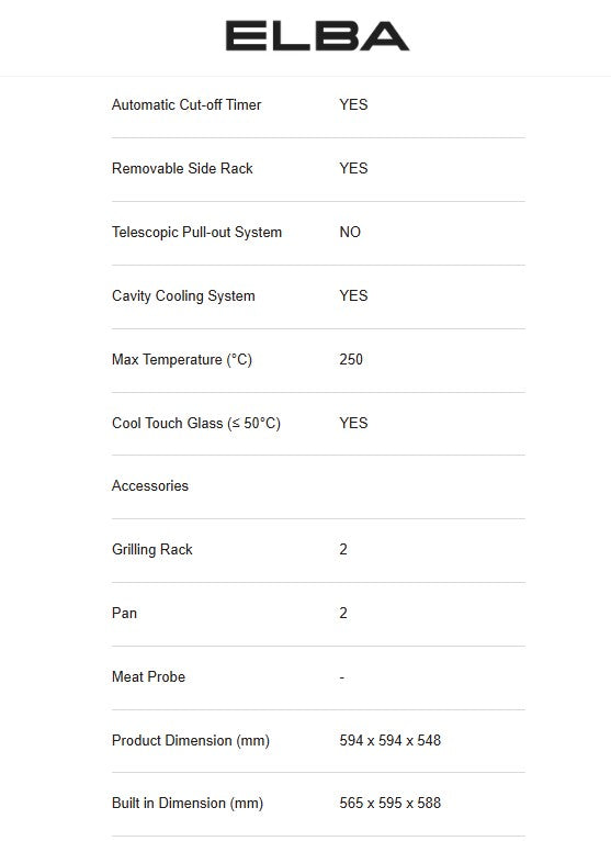 Elba 38L Built-in Steam Oven 73L EBO-H7310TFT(BK) / EBOH7310TFTBK