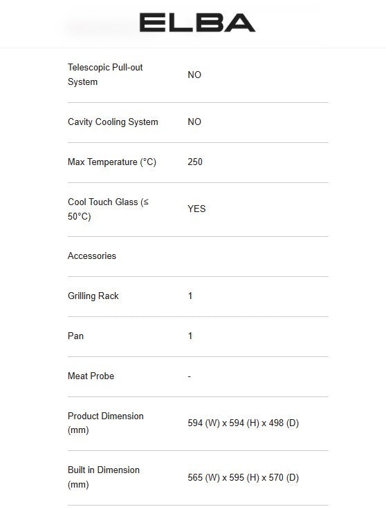 Elba 67L Built-in Oven EBO-N6770(BK) / EBON6770BK