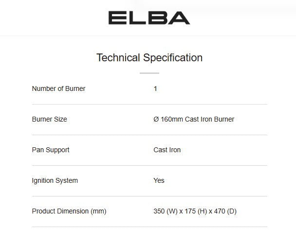 Elba Semi-Commercial Gas Stove Double Knob Control EGSK6081(SS) / EGSK6081SS