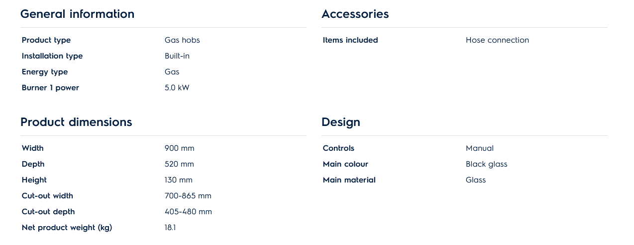 Electrolux EHG9331BC 90cm UltimateTaste 300 Built-in Gas Hob with 3 Cooking Zones