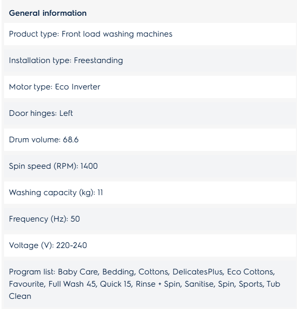 Electrolux 11kg UltimateCare 500 front load EWF1143P5SC washing machine Washer Mesin Basuh