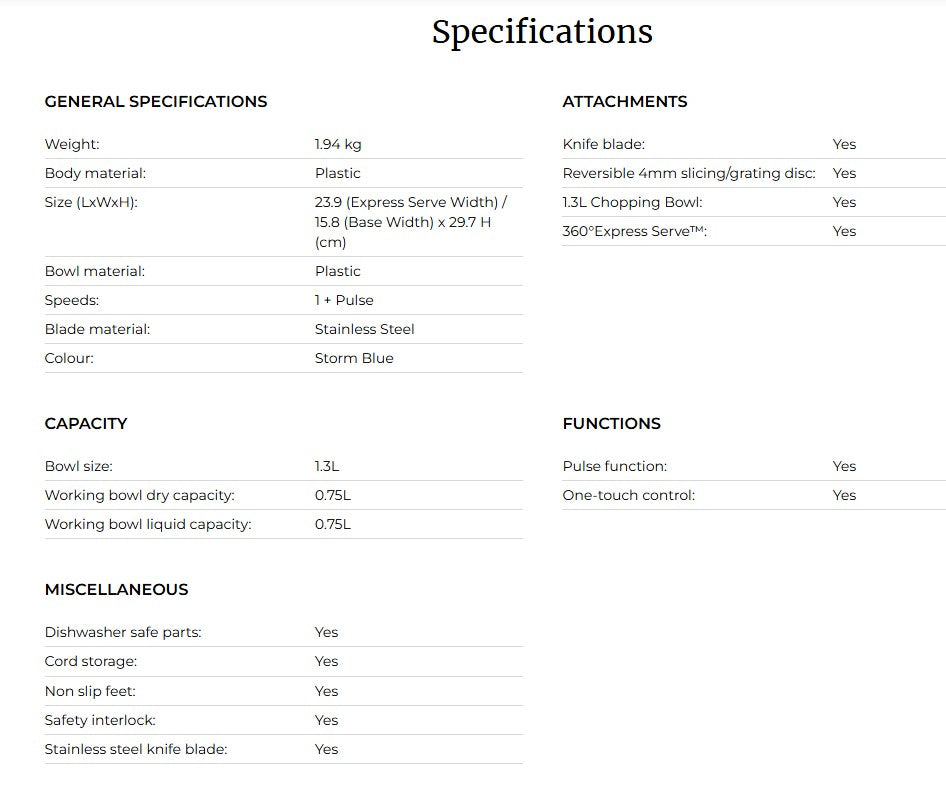 Kenwood 1.3L MultiPro Go FDP22.130GY / Food Processors / Food Preparation FDP22130GY (650W)