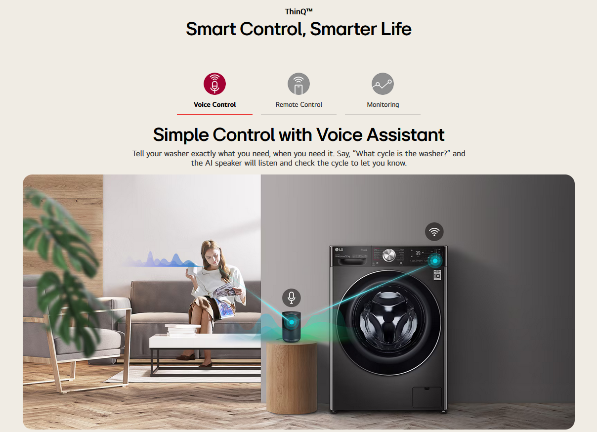 LG FV1413H2BA 13/8kg Front Load Washer with AI Direct Drive™, Steam+™