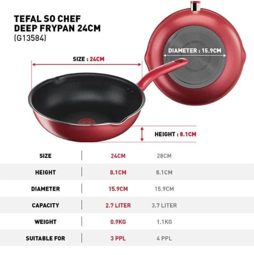 TEFAL So Chef Deep Frypan 24cm G13584/G1358496