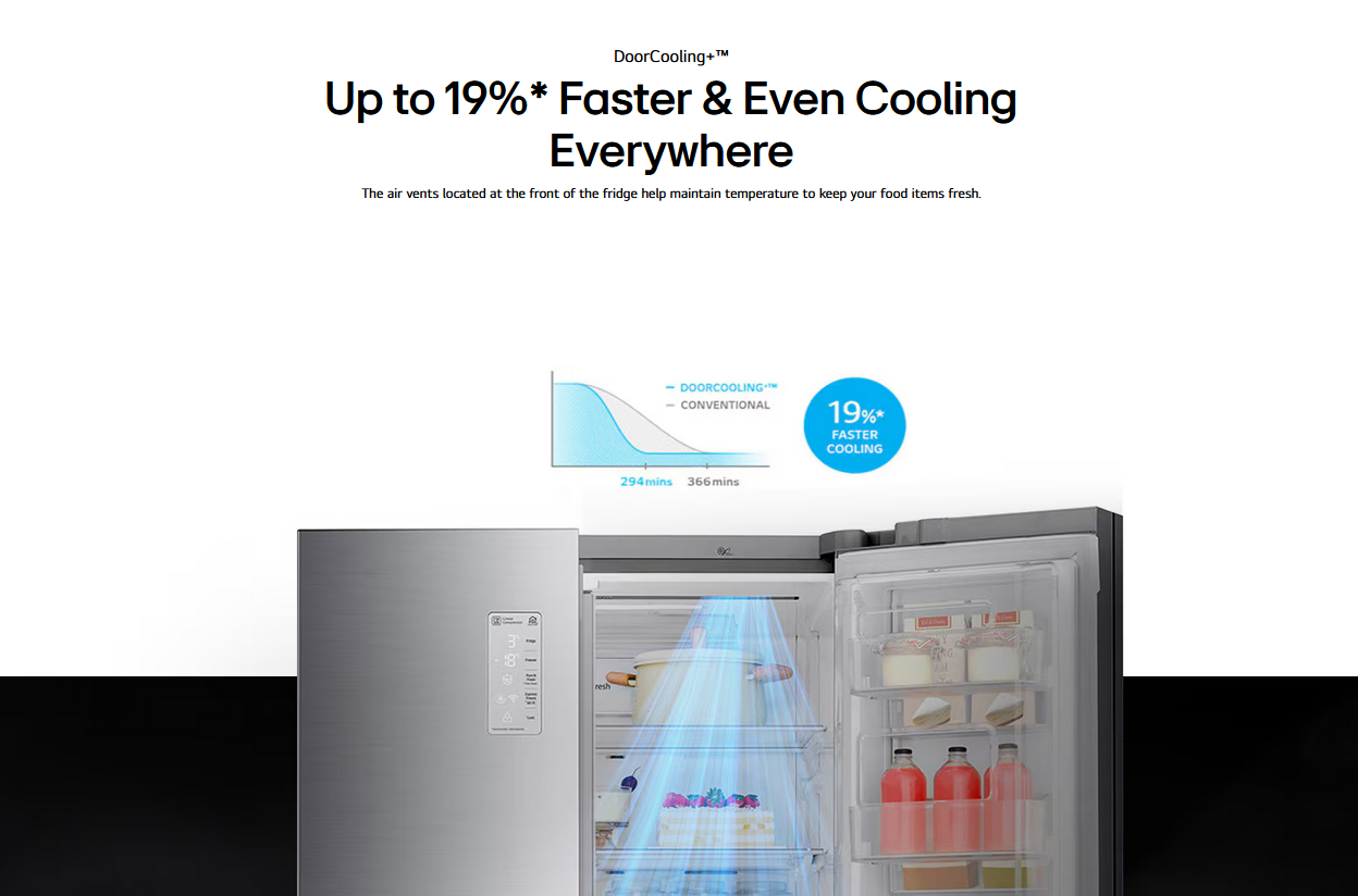 LG GC-X257CSES 674L Side-by-Side Fridge with InstaView & Door-in-Door™ in Noble Steel Finish