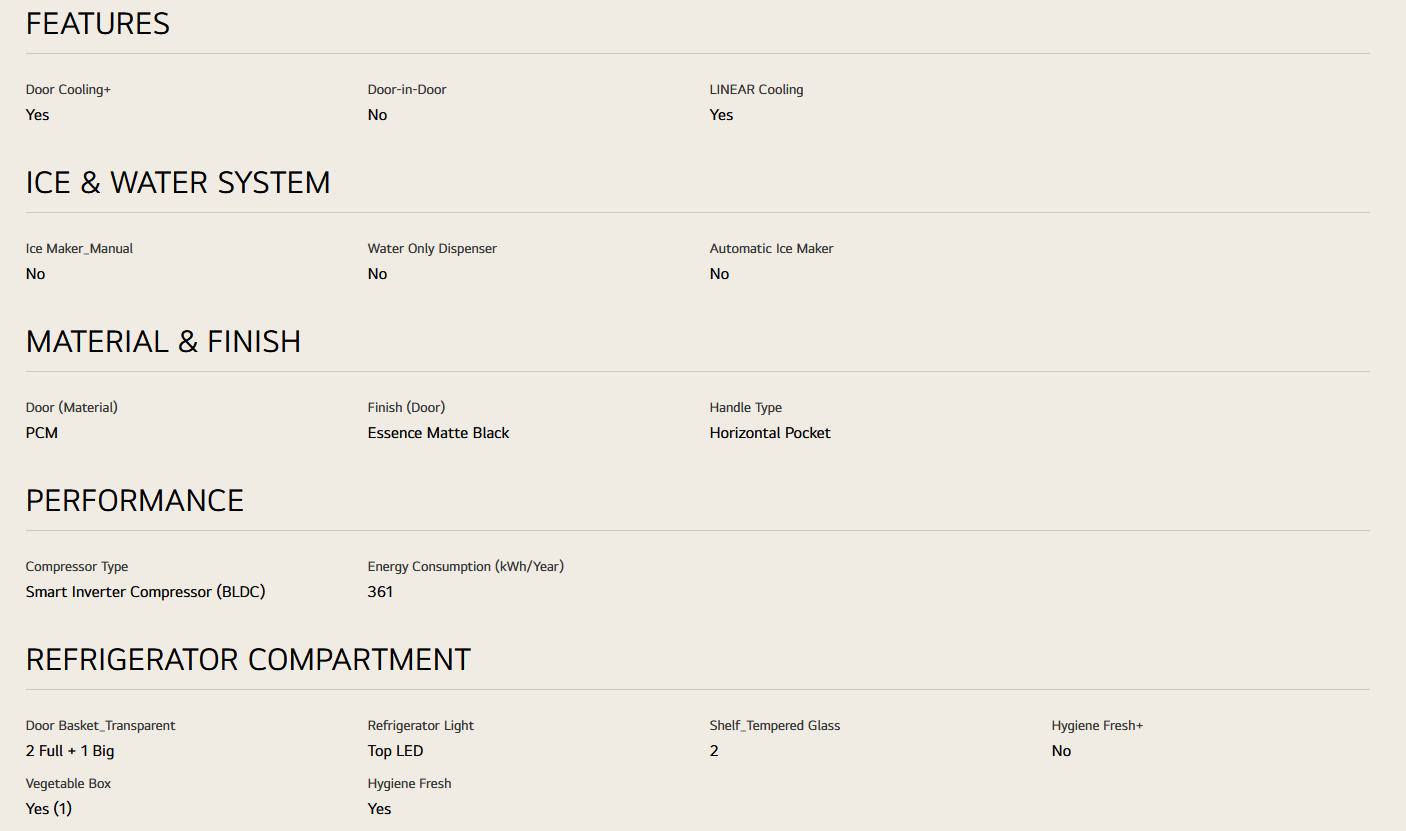 LG GN-B372PQBK 410L 2 Door Top Freezer Fridge in Essence Matt Black