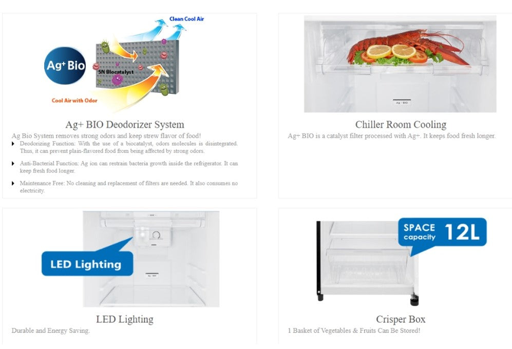 Toshiba 273L 2 Doors Inverter Refrigerator GR-B31MU(UB) (Urban Blue) / GRB31MUUB