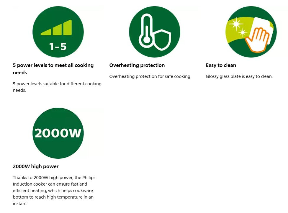 Philips Induction Cooker HD4902 2100W (Free Stainless Steel Pot)