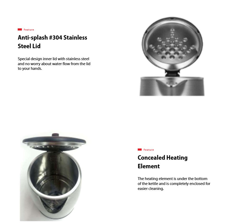 Toshiba KT-17SH1NMY 1.7L Stainless Steel Electrical Kettle KT17SH1NMY with 304 Food Grade