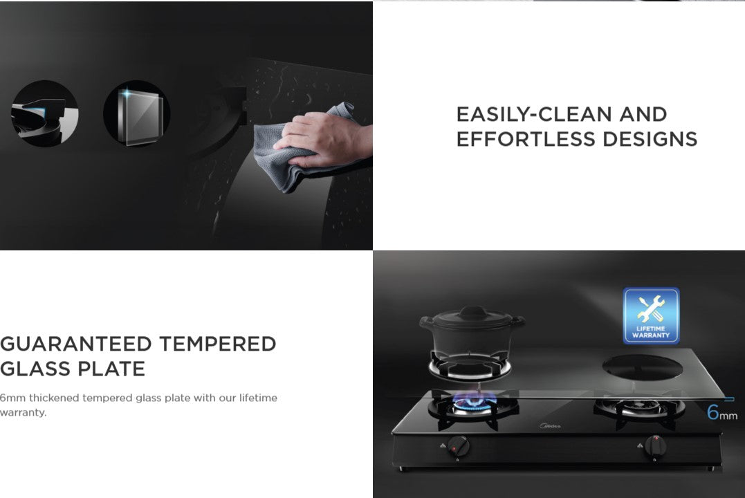 Midea 2 Burners Table Top Gas Stove - MGS-T211G / MGST211G Black