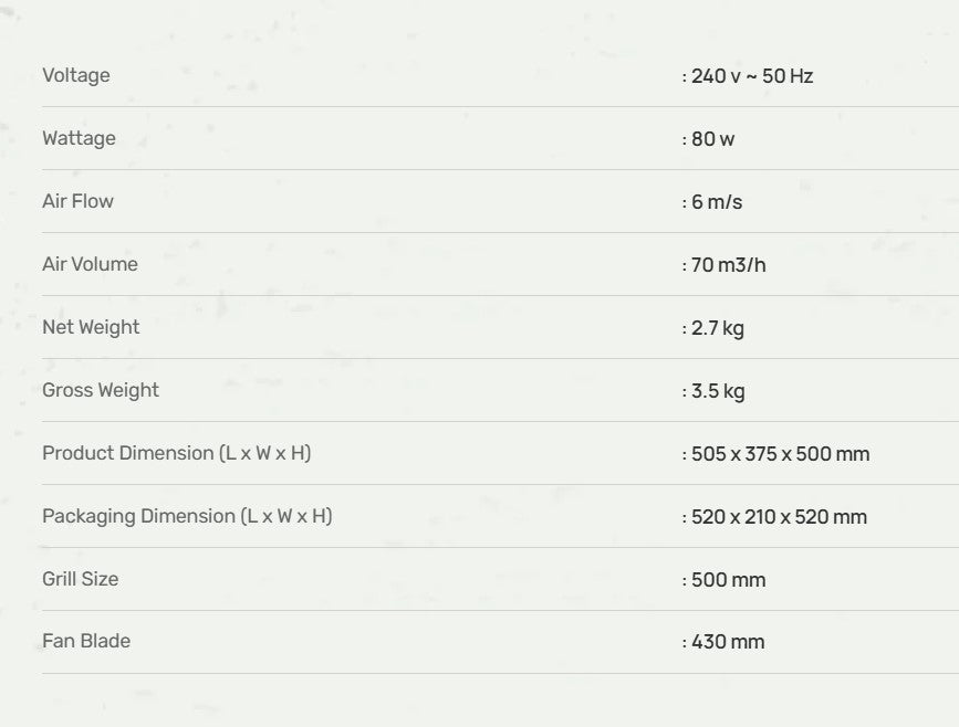 MISTRAL 18" MIWF1800 Industry Wall Fan 3 Blade 3 Speed