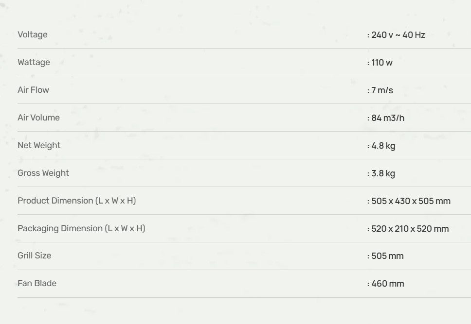 Mistral 18" MIWF1801WF Industrial Wall Fan 5 Blade 3 Speed