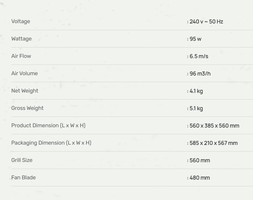 MISTRAL 20" MIWF2000 Industry Wall Fan 3 Blade 3 Speed