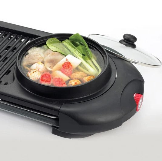 Morgan MPGDA898NS Electric BBQ Grill Pan with Steamboat / Hotpot MPG-DA898NS Raclette