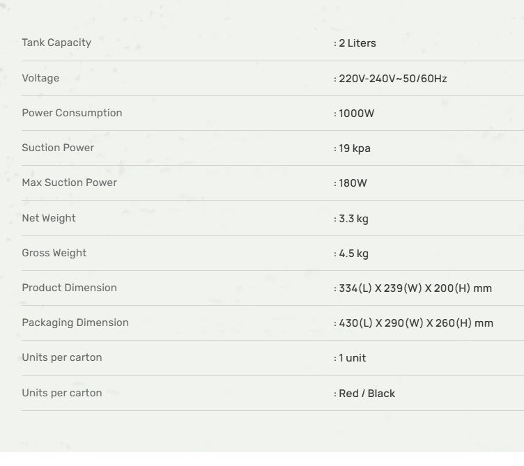 Mistral MVC1000 Bagged Vacuum Cleaner (2L) Black MVC1000BK