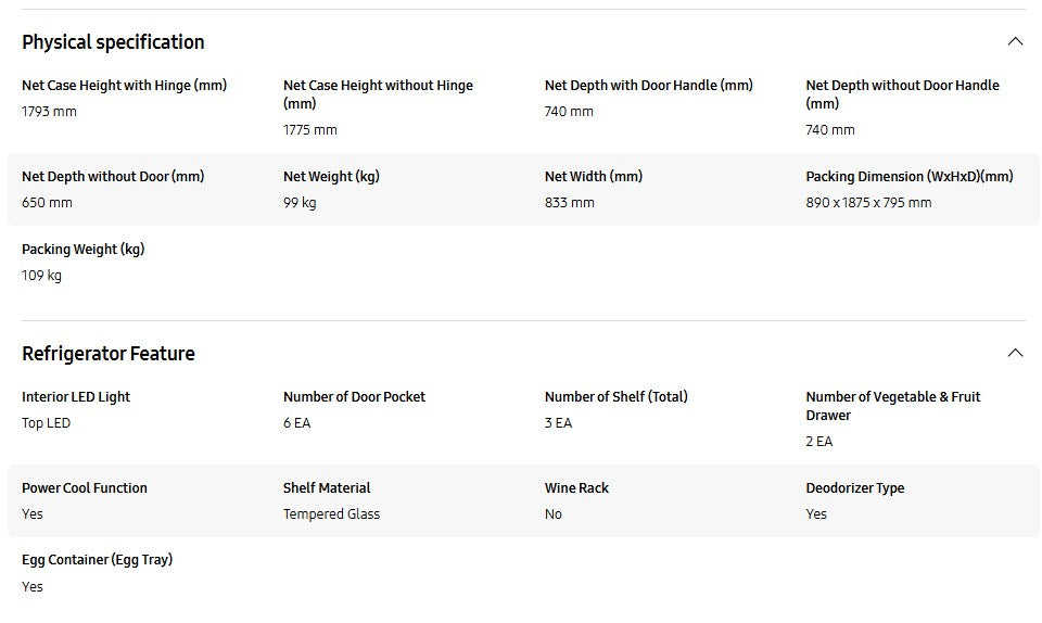Samsung 511L French Door with Twin Cooling RF48A4000M9/ME Inverter (Silver Matt)