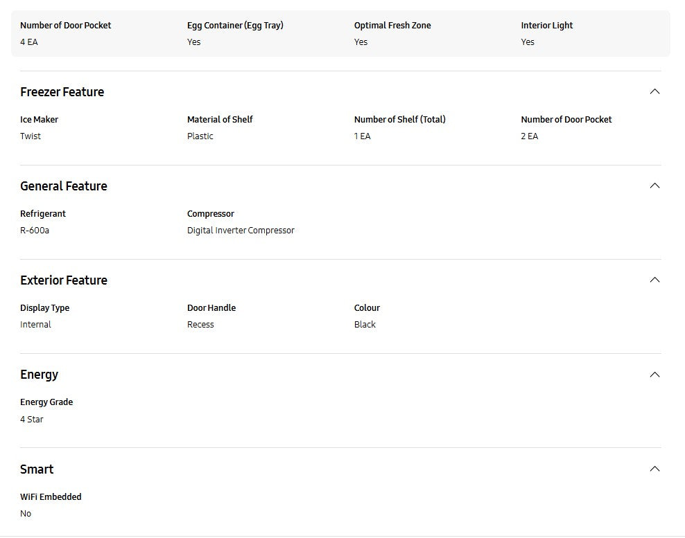 Samsung 427L Fridge Top Mount Freezer with Optimal Fresh RT42CG6444B1ME Inverter Refrigerator