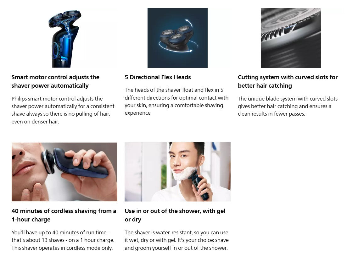 Philips S3608 Wet and Dry Electric Shaver Series 3000 S3608/10 Pencukur Bulu