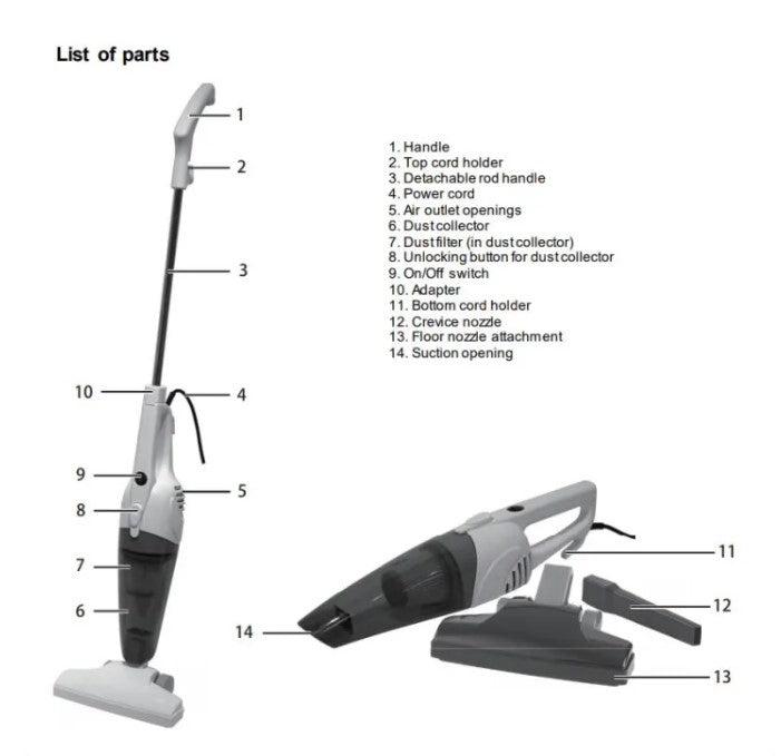 Midea Corded Stick Vacuum - MVC-SC861R Purple