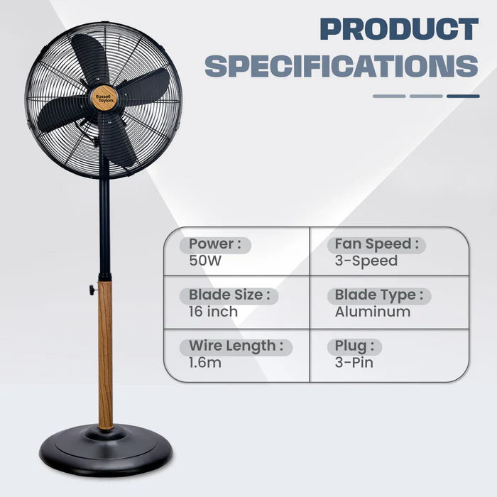 Russell Taylors 4-Blade Stand Fan with Metal Blade 16 inch SF3