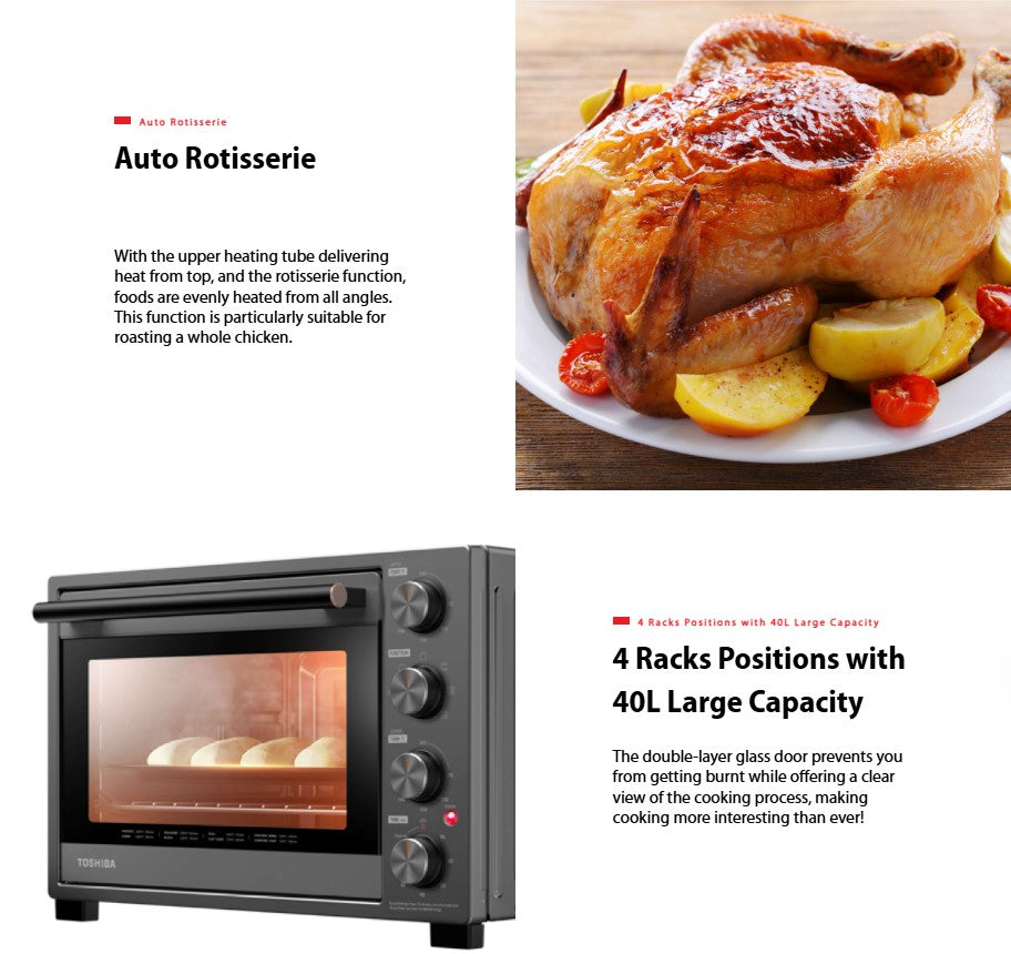 Toshiba 40L Electric Oven TL-MC40EZF(GR) / TLMC40EZF 1800W