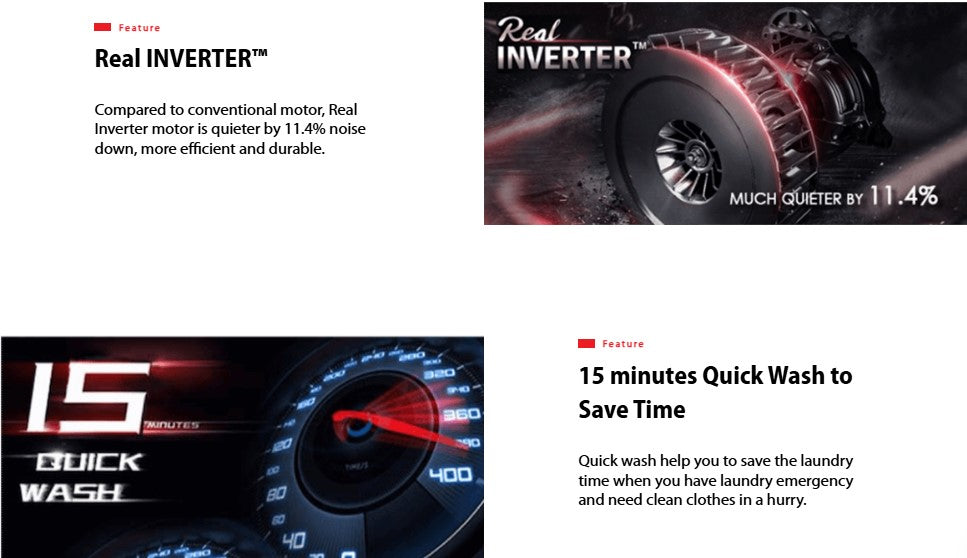 Toshiba 8.5KG Washing Machine Inverter Front Load Washer TW-BH95S2M(WK) White TWBH95S2MWK