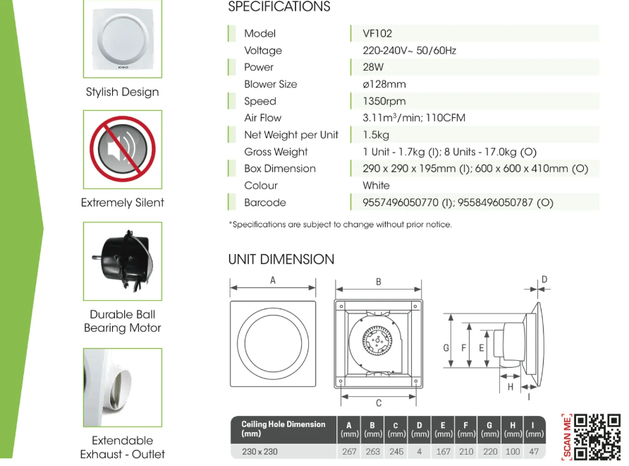 KHIND 10" Ventilation Fan VF102