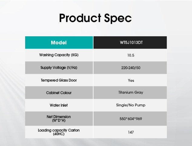 Hisense 10.5KG Inverter Top Load Washer Washing Machine WT5J1013DT