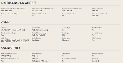 LG 43UA7350PSB 43 Inch LG 4K UHD AI TV UA73 HDR10 (2025)