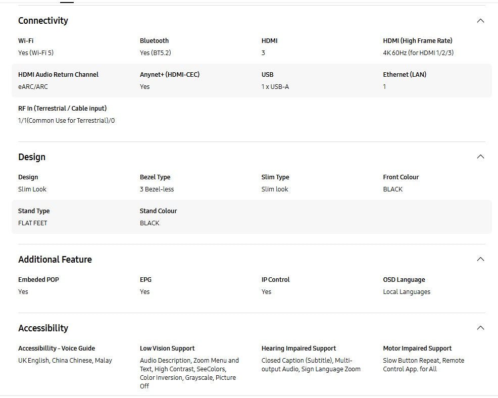 Samsung 50" Crystal UHD DU7000 UA50DU7000KXXM 4K Smart TV Television