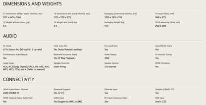 LG 50UA7350PSB 50 Inch LG 4K UHD AI TV UA73 HDR10 (2025)