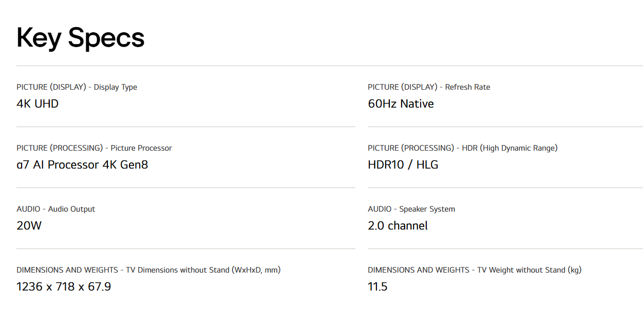 LG 55" UA80 55UA8055PSA HDR10 4k Smart TV Television