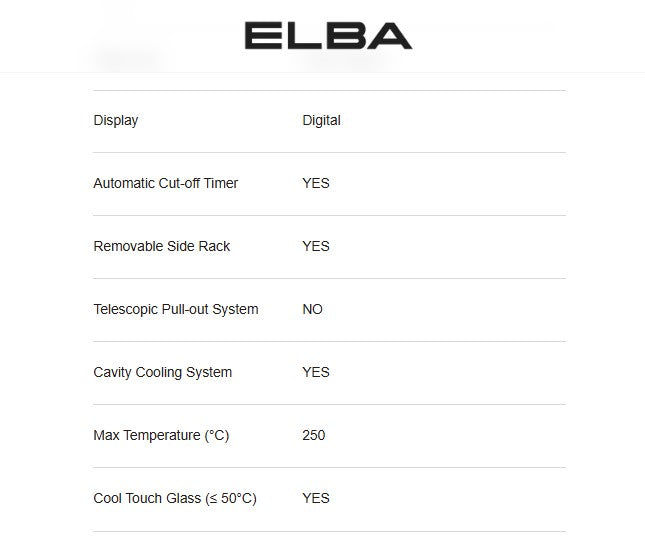 Elba 60L Built in steam convection and grill oven ESGO-N6088D(BK) / ESGON6088DBK