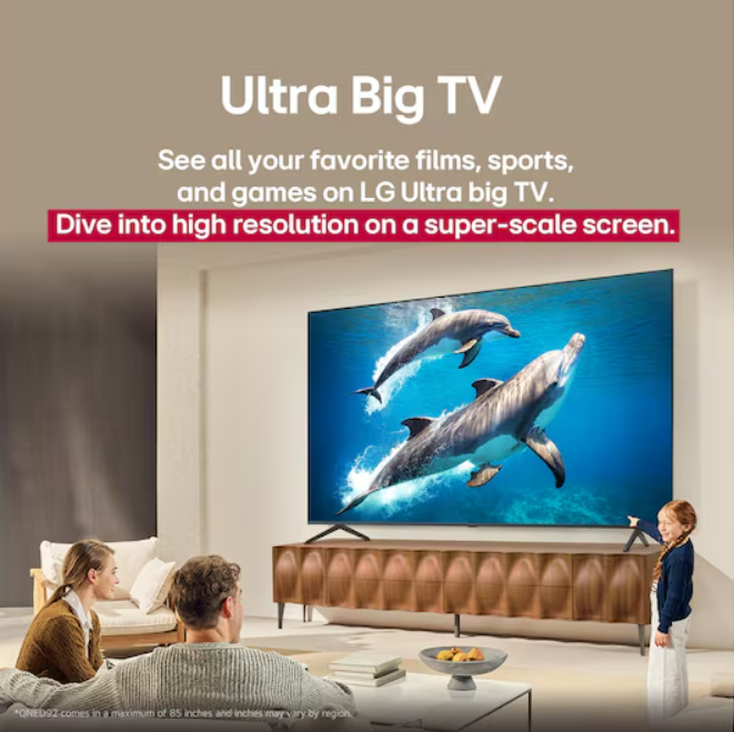 LG 85" 85QNED92ASA QNED92 MiniLED 144Hz Gaming Mode Dolby Vision Television
