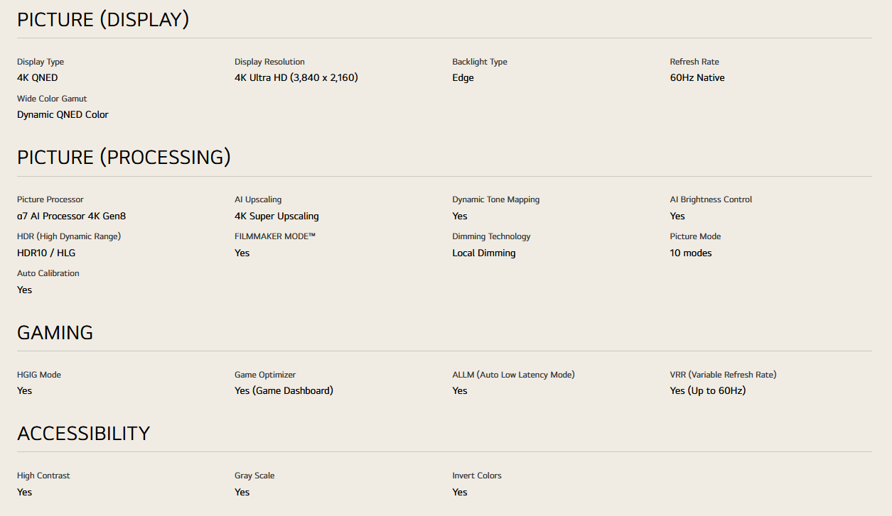 LG 65QNED80ASA 65 Inch LG QNED AI QNED80 4k Smart TV 2025