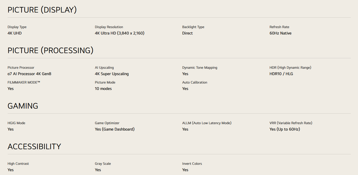 LG 65UA7350PSB 65 Inch LG 4K UHD AI TV UA73 HDR10 (2025)
