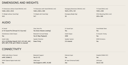 LG 65UA7350PSB 65 Inch LG 4K UHD AI TV UA73 HDR10 (2025)