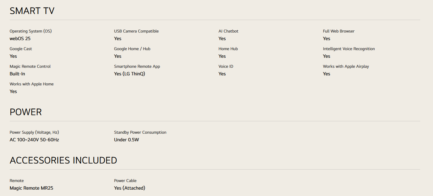 LG 65UA7350PSB 65 Inch LG 4K UHD AI TV UA73 HDR10 (2025)