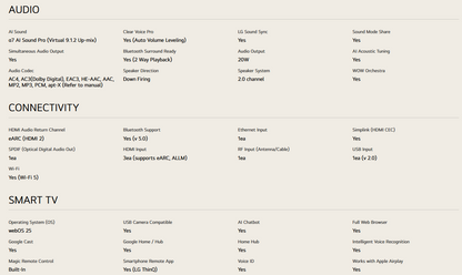 LG 65UA8450PSA 65 Inch LG 4K UHD AI TV UA84 HDR10 (2025)