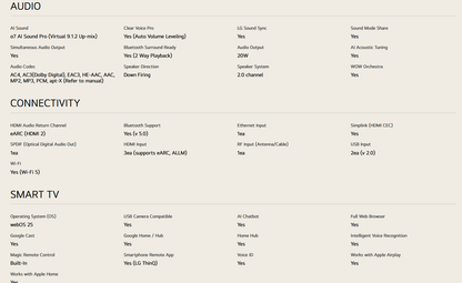 LG 75UA8450PSA 75 Inch LG 4K UHD AI TV UA84 HDR10 (2025)