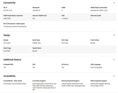 Samsung 85" Crystal UHD DU7000 UA85DU7000KXXM 4K Smart TV Television