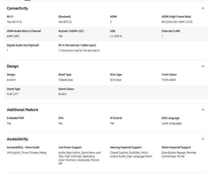 Samsung 85" Crystal UHD 4K DU8000 UA85DU8000KXXM Smart Tv Television