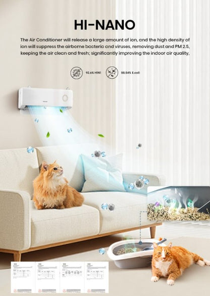 Hisense 1.0HP R32 Built in Wifi Inverter Air Conditioner (UEGW) 5 Star Aircond (Kitten Design) AI10UEGW