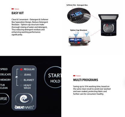 Toshiba 15KG AW-DUM1600LM(SG) Top Load Washer AWDUM1600LMSG