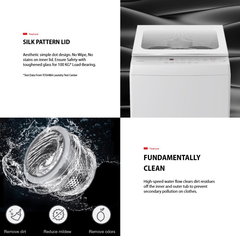Toshiba 7.0KG Top Load Washer AW-M801AM(SG) / AWM801AMSG