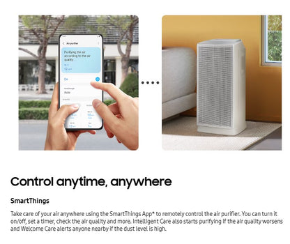 Samsung Smart Air Purifier 60m² AX46BG5000GSME HEPA Purification 3-Way Airflow (Grey)